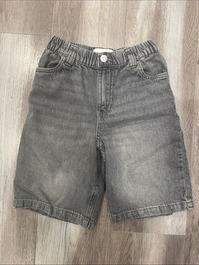 Zara Kids Gray Elastic-Waist Denim Shorts